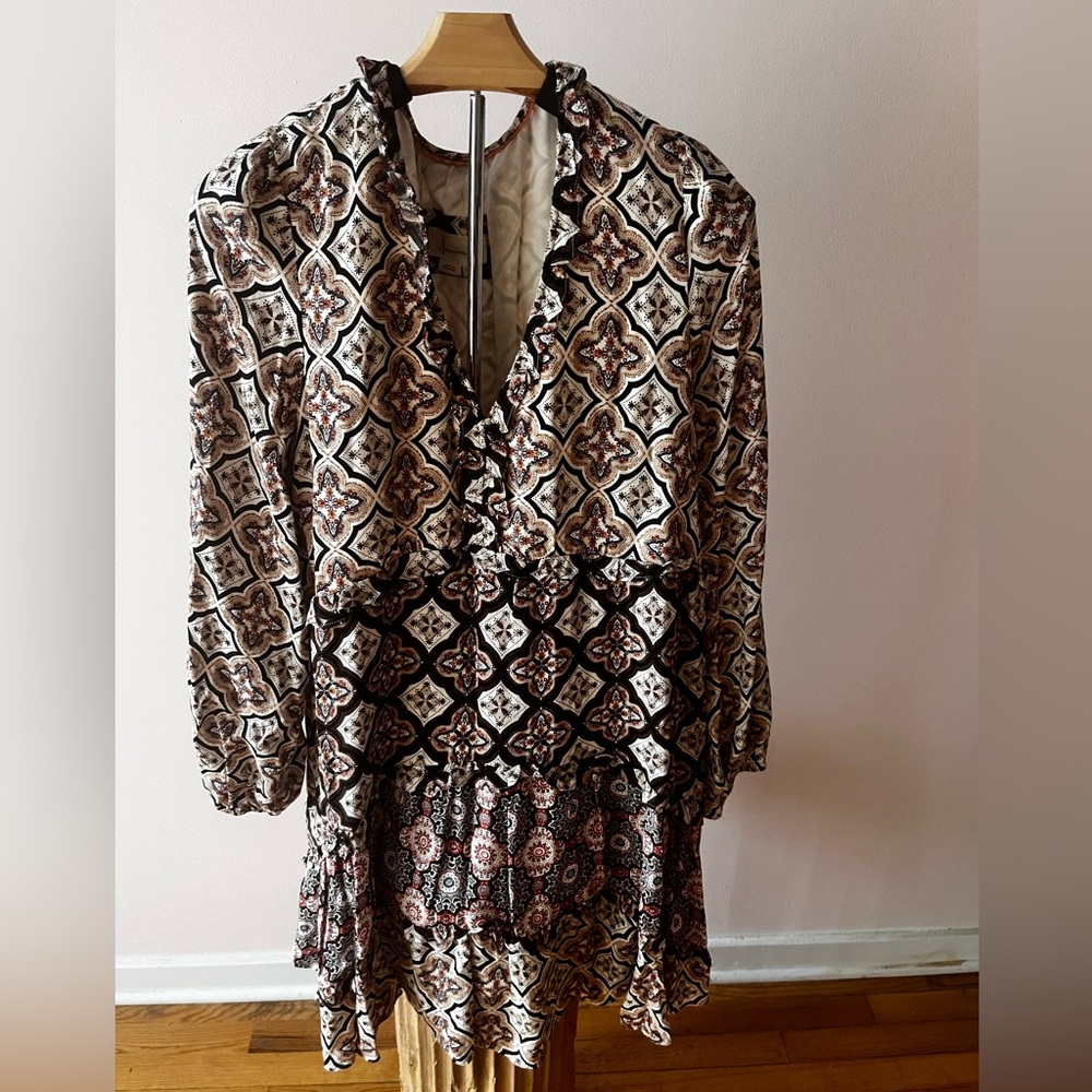 Anthropologie Multi Color V Neck Dress Large